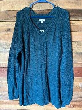 SONOMA Teal Cable-Knit V-Neck Sweater